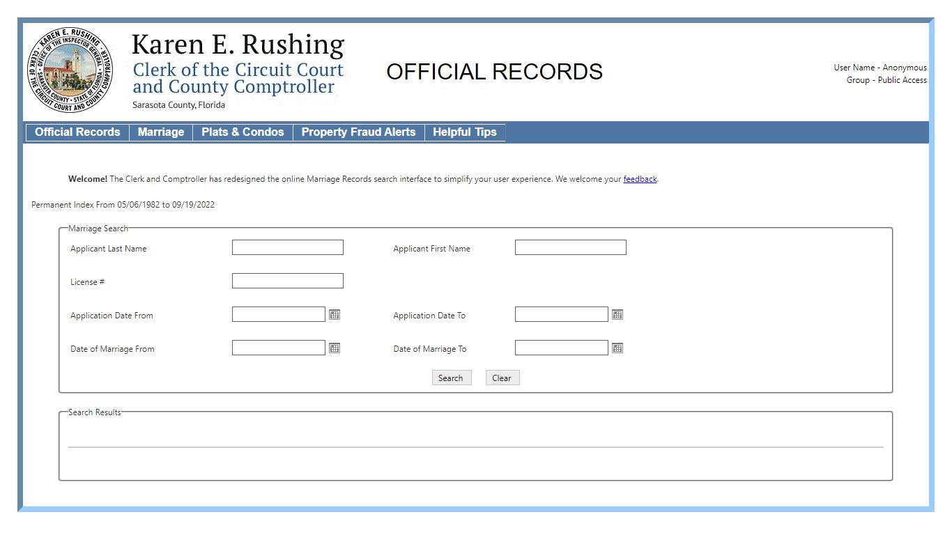 Marriage License Records | Sarasota Clerk and Comptroller